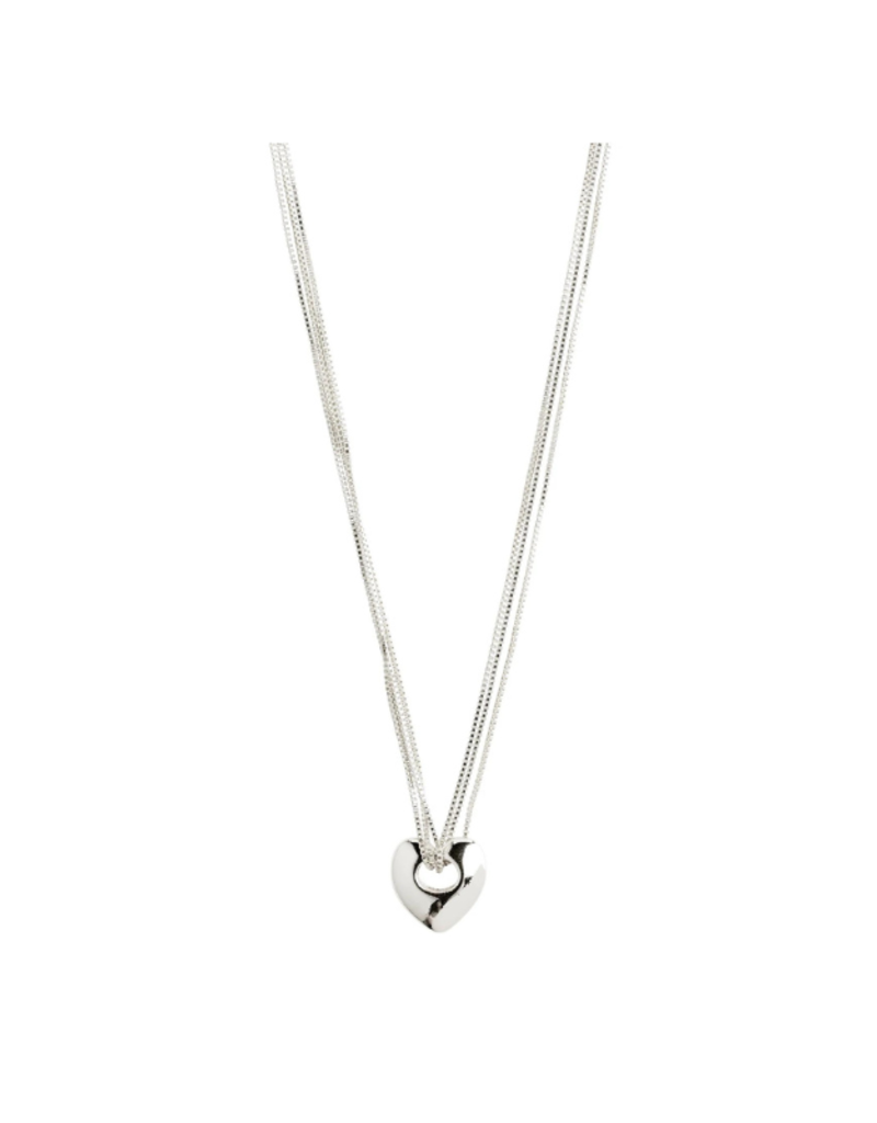 PILGRIM Wave Heart Necklace in Silver by Pilgrim