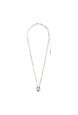 PILGRIM Wave Heart Necklace in Silver by Pilgrim