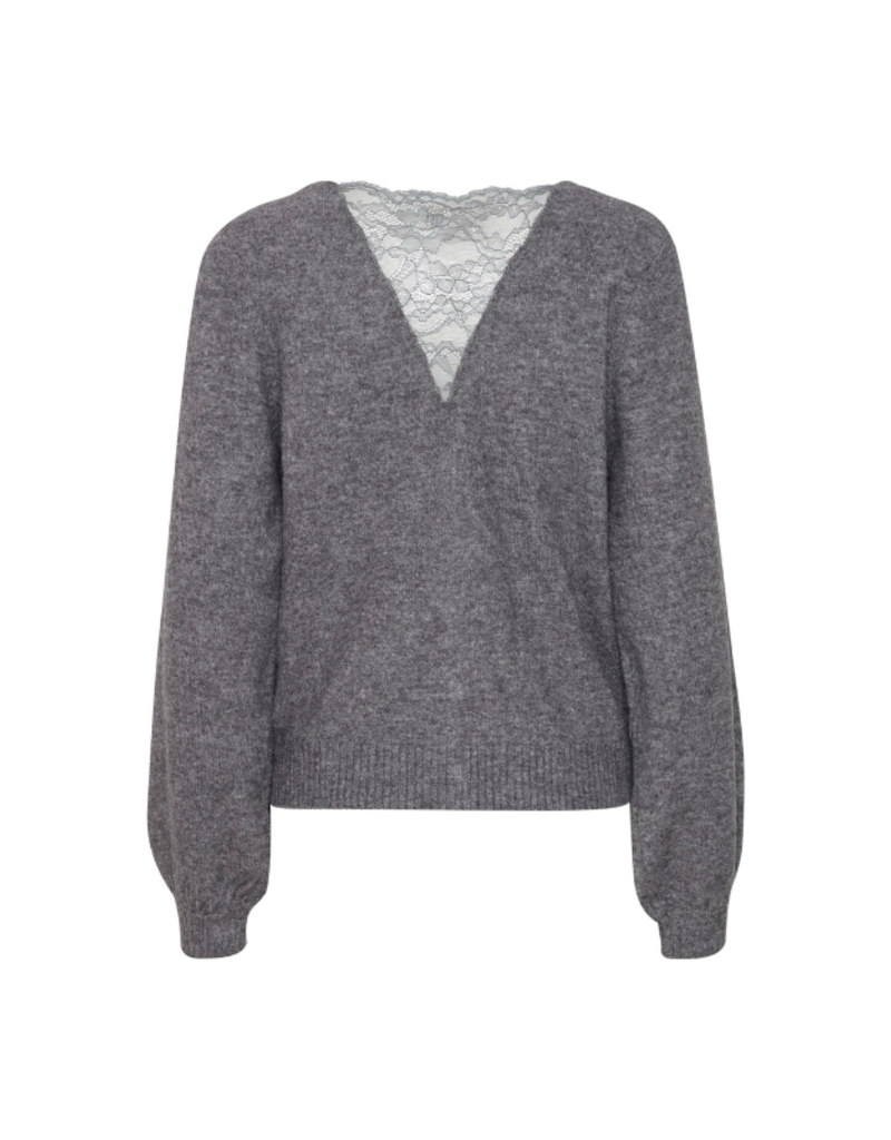 ICHI Macon Cardigan in Dark Grey Melange by ICHI