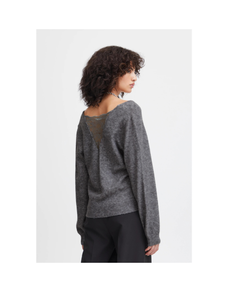 ICHI Macon Cardigan in Dark Grey Melange by ICHI