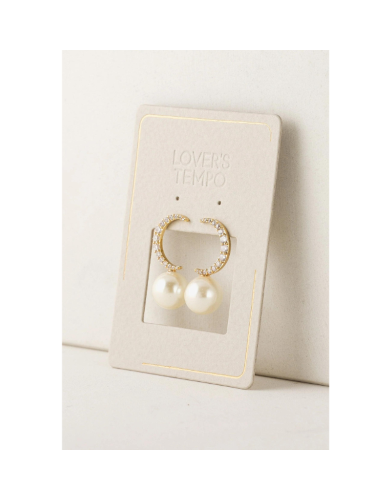 Lover's Tempo Lune Moon Pearl Stud Earrings in Gold by Lover's Tempo