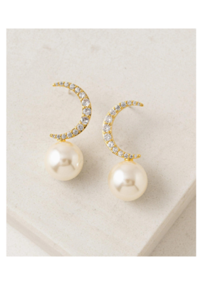 Lover's Tempo Lune Moon Pearl Stud Earrings in Gold by Lover's Tempo