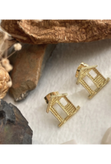 Pika & Bear 108 Raw Brass Cabin Stud Earrings by Pika & Bear