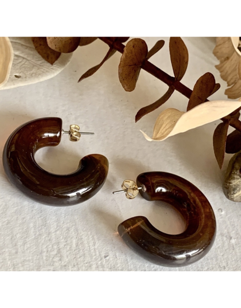 Pika & Bear Jean Hoop Earrings in Tortoise Shell by  Pika & Bear
