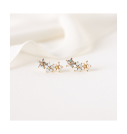 Lover's Tempo Floral Climber Earrings in White by Lover's Tempo