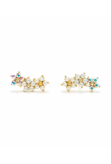 Lover's Tempo Floral Climber Earrings in White by Lover's Tempo