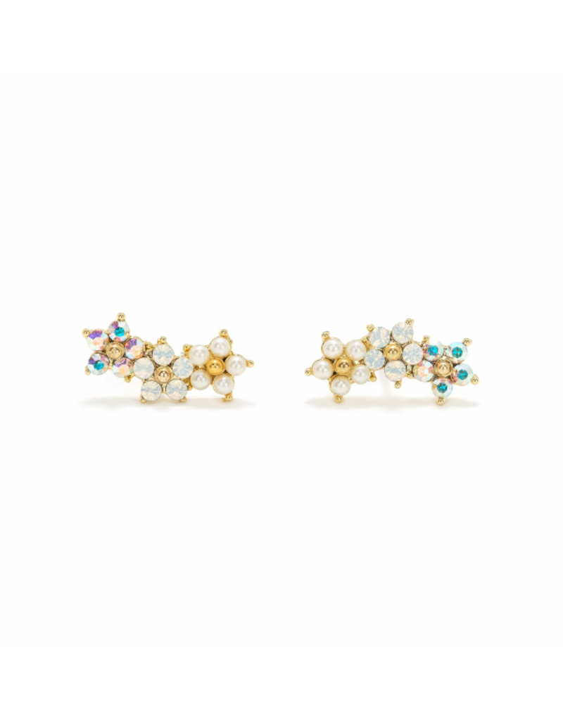 Lover's Tempo Floral Climber Earrings in White by Lover's Tempo