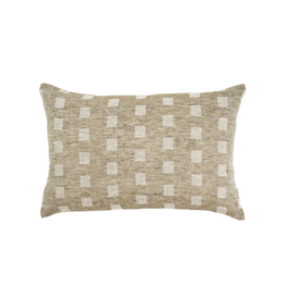 Indaba Trading Check Linen Pillow in Natural 16x24