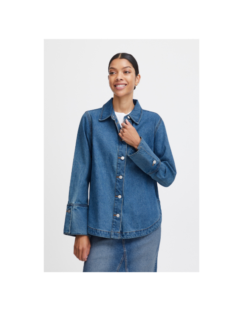 b.young Kitta Top in Mid Blue Denim by b.young