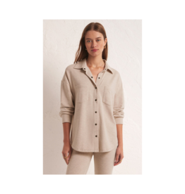z supply Work From Home Shirt Jacket in Heather Oatmeal by Z Supply