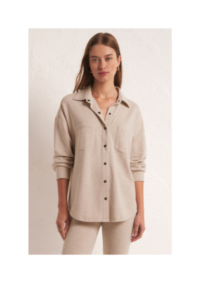 z supply Work From Home Shirt Jacket in Heather Oatmeal by Z Supply