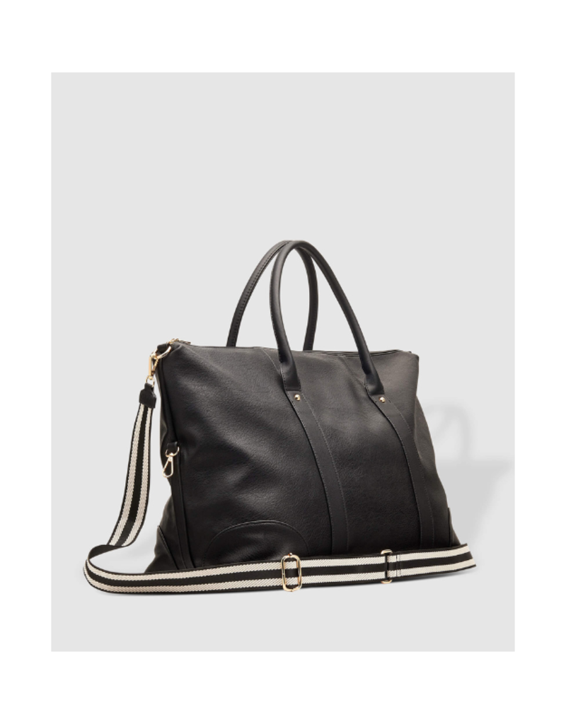 Louenhide Alexis Travel Bag in Black with Stripe Strap by Louenhide