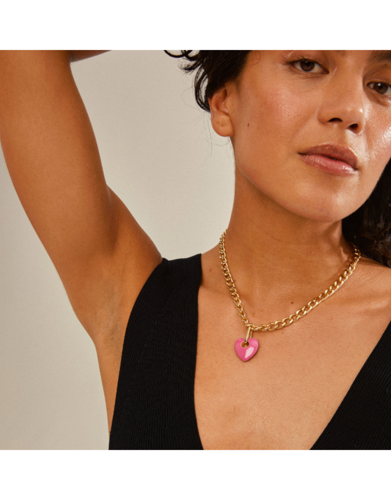 PILGRIM Pink Heart Charm in Gold by Pilgrim