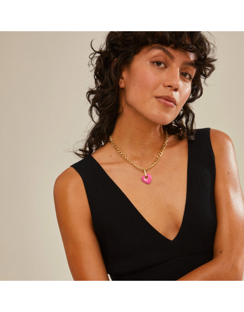 PILGRIM Pink Heart Charm in Gold by Pilgrim