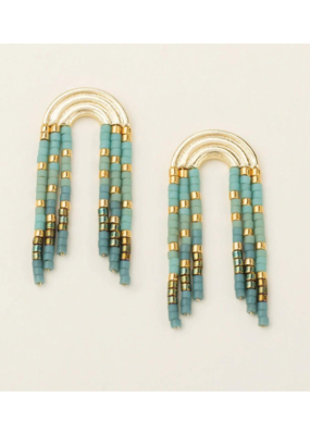 Scout Rainbow Fringe Earrings in Turquoise Mint Gold by Scout