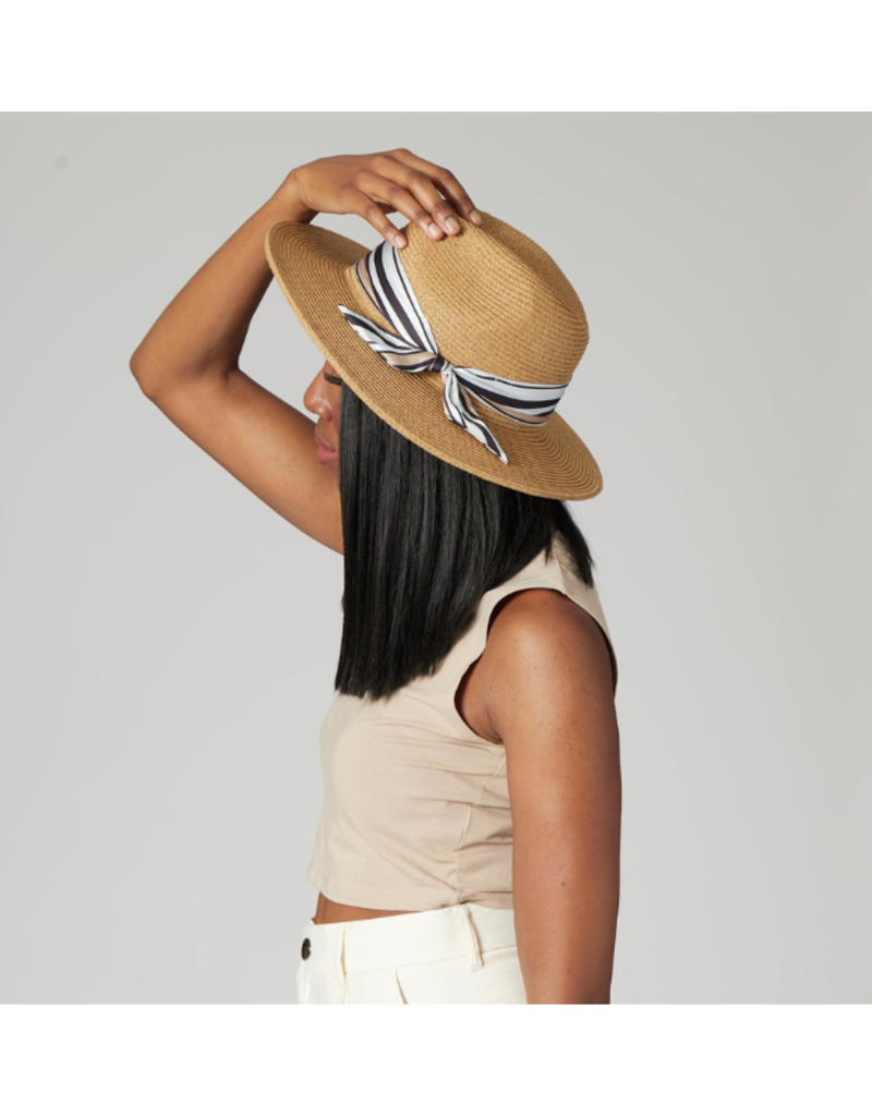 San Diego Hats Fedora Hat with Silky Scarf Black Stripe