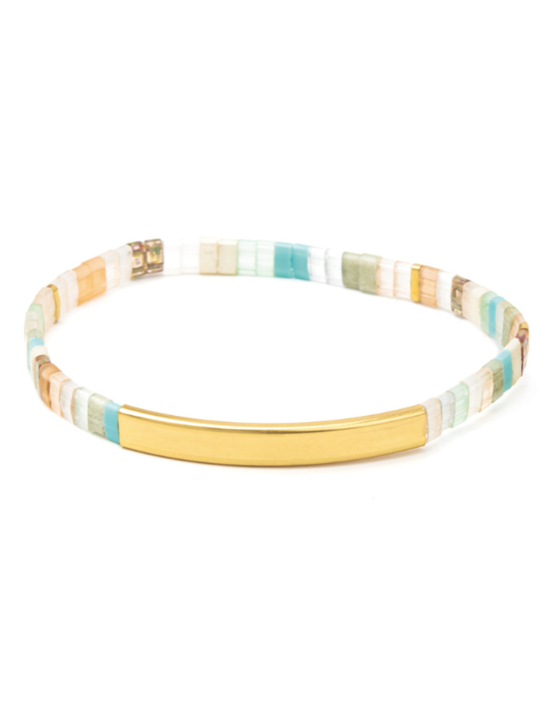 Scout Good Karma Miyuki Bracelet - One of a Kind - Mint/Peach/Gold by Scout