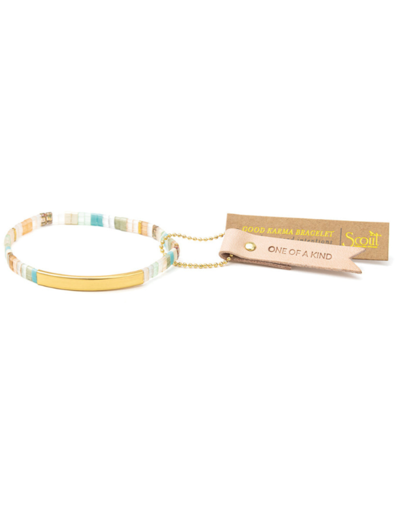 Scout Good Karma Miyuki Bracelet - One of a Kind - Mint/Peach/Gold by Scout