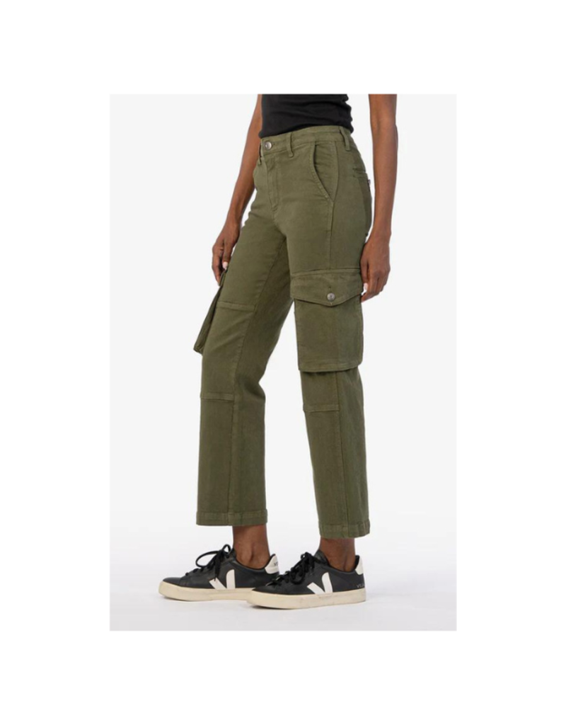 Green Cargo Pants Mid Rise Out Pocket