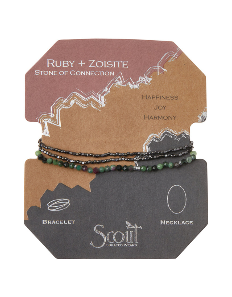 Scout Delicate Stone Wrap Bracelet - Ruby Zoisite /Hematite by Scout