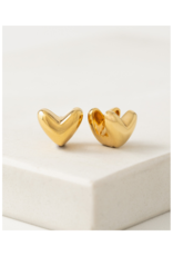 Lover's Tempo Heart Puff Hoop Earrings Gold by Lover's Tempo