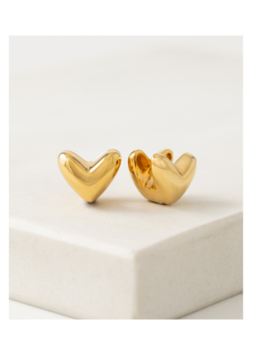 Lover's Tempo Heart Puff Hoop Earrings Gold by Lover's Tempo