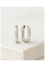 Lover's Tempo Midi Paperclip Puff Hoop Earrings Silver by Lover's Tempo
