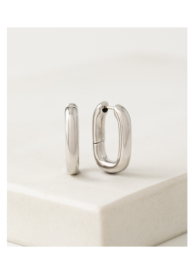 Lover's Tempo Midi Paperclip Puff Hoop Earrings Silver by Lover's Tempo