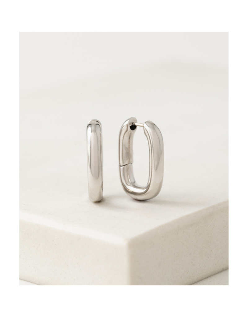 Lover's Tempo Midi Paperclip Puff Hoop Earrings Silver by Lover's Tempo