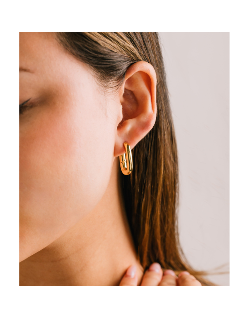 Lover's Tempo Midi Paperclip Puff Hoop Earrings Gold by Lover's Tempo