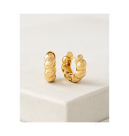 Lover's Tempo Croissant Puff Hoop Earrings Gold by Lover's Tempo