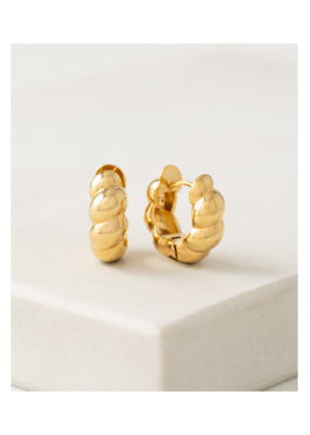 Lover's Tempo Croissant Puff Hoop Earrings Gold by Lover's Tempo