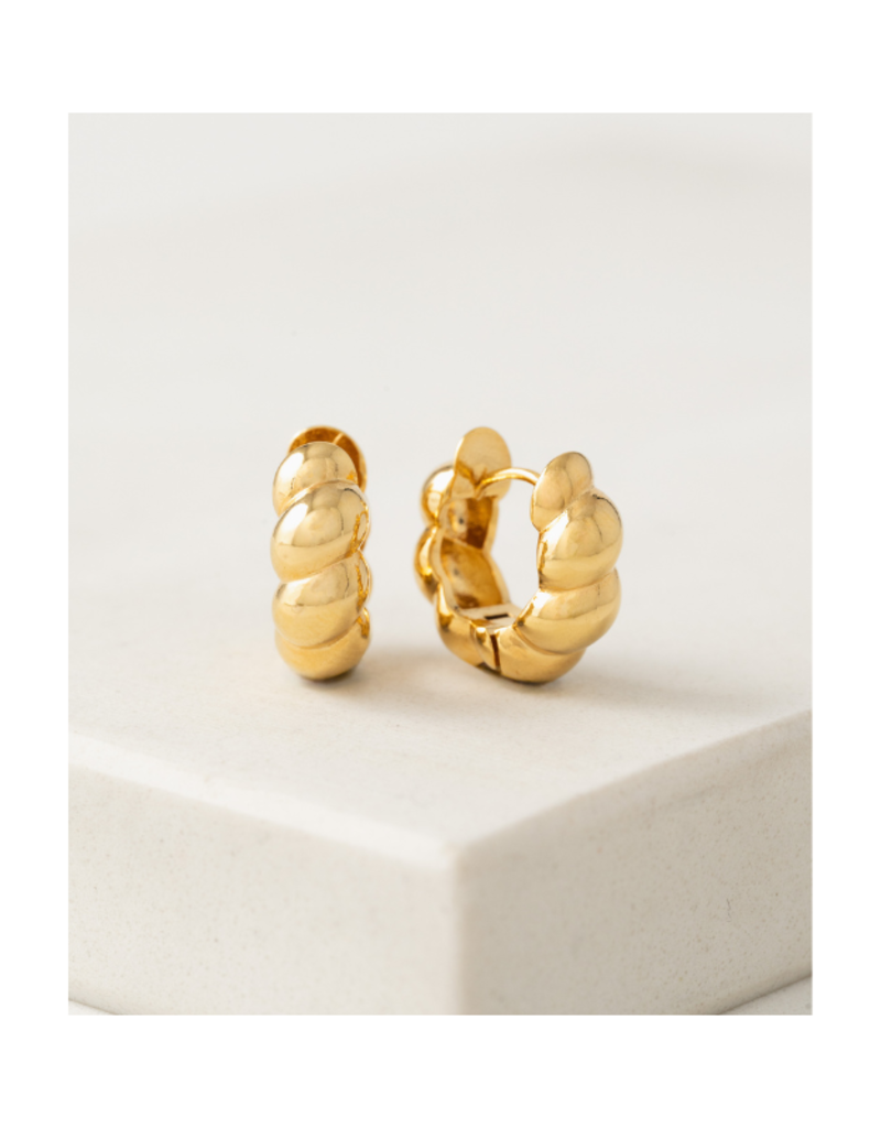Lover's Tempo Croissant Puff Hoop Earrings Gold by Lover's Tempo
