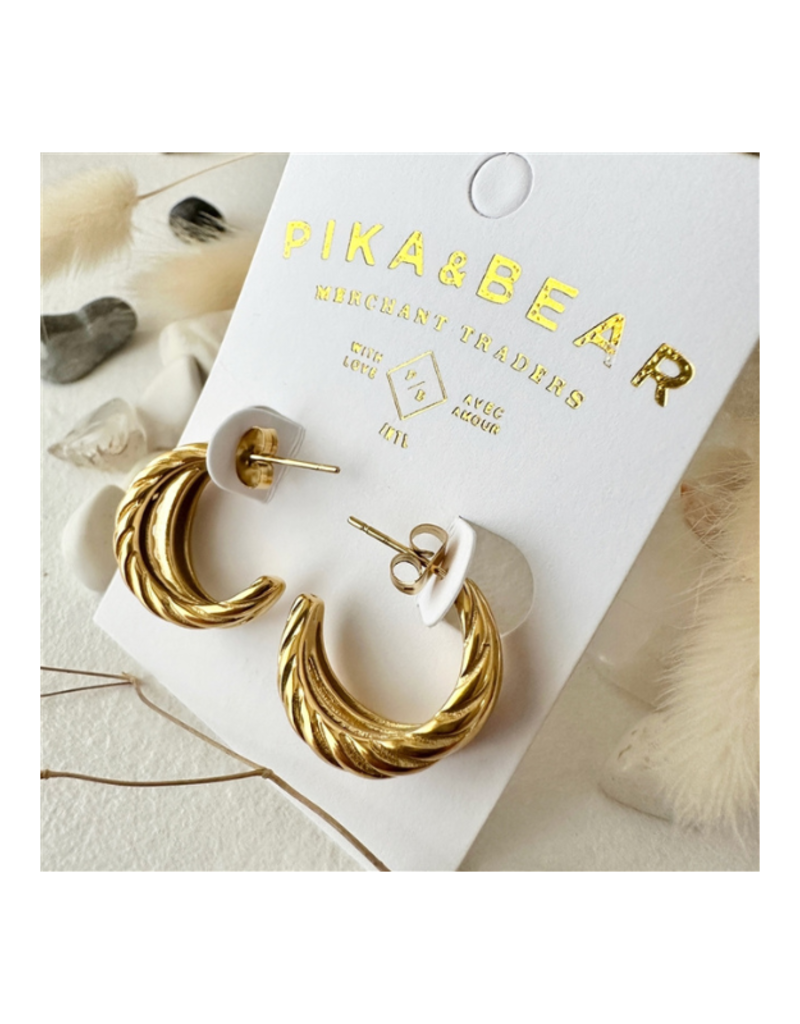 Pika & Bear Mithra Twisted Hoop Earrings in Gold by Pika & Bear