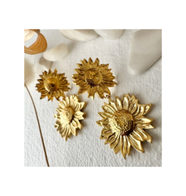 Pika & Bear Helian Double Sunflower Earrings in Gold by Pika & Bear