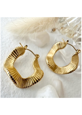 Pika & Bear Attica Wavy Hoop Earrings in Gold by Pika & Bear