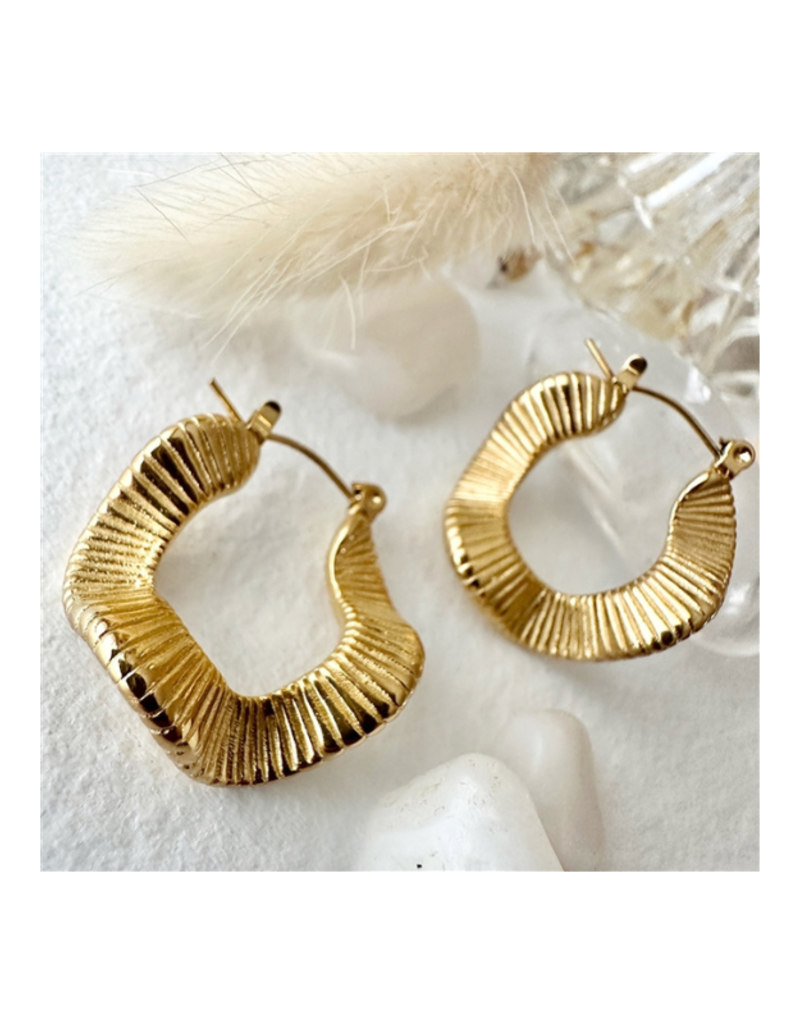 Pika & Bear Attica Wavy Hoop Earrings in Gold by Pika & Bear
