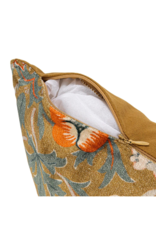 Creative Co-Op Cotton Velvet Pillow with Birds & Flowers