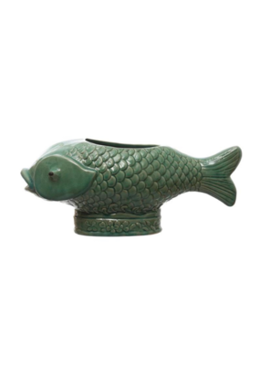 Creative Co-Op Stoneware Fish Planter