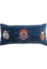 Creative Co-Op Cotton Velvet Pillow with Beetles