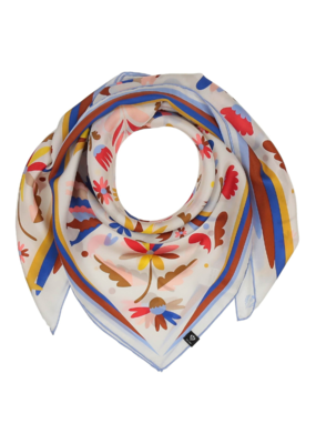 Fraas Folklore Story Silk Scarf in Pure Blue by Fraas