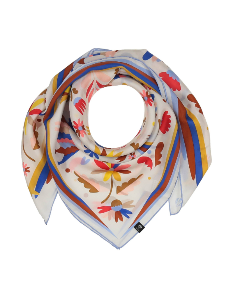 Fraas Folklore Story Silk Scarf in Pure Blue by Fraas