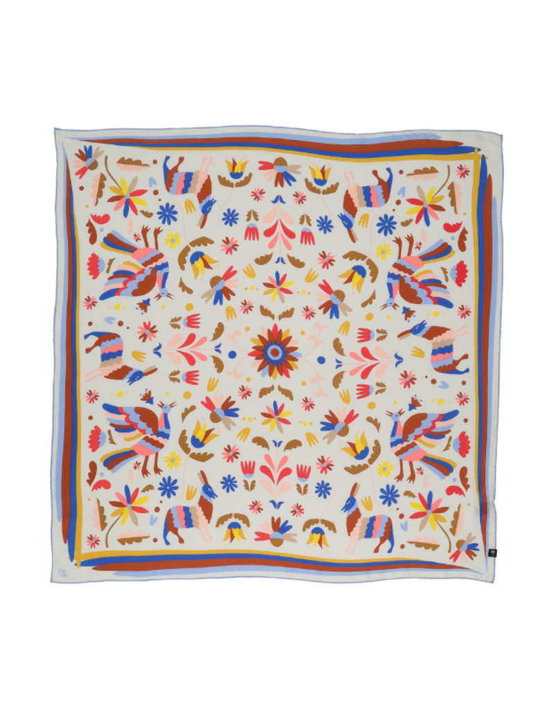 Fraas Folklore Story Silk Scarf in Pure Blue by Fraas