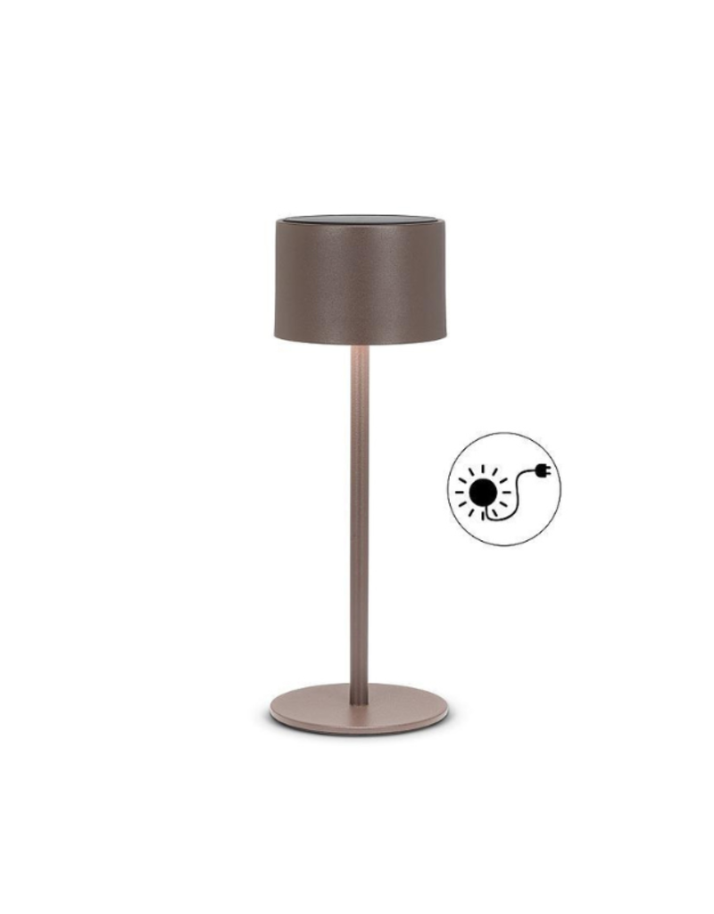 Solar LED Outdoor Table Lamp in Brown