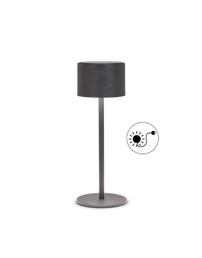 Solar LED Outdoor Table Lamp in Black