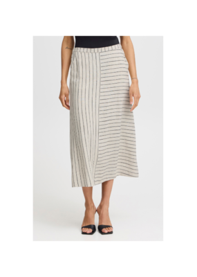 b.young Johanna Skirt in Linen Black Stripe by b.young