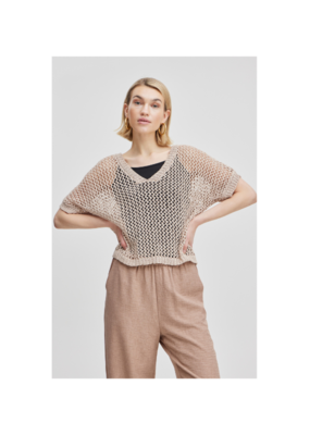 b.young Mara Short Sleeve Top in Cement by b.young