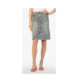 Kut from the Kloth Rose Button Front Skirt in Helpful by Kut from the Kloth