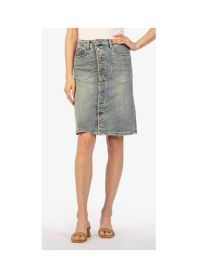 Kut from the Kloth Rose Button Front Skirt in Helpful by Kut from the Kloth