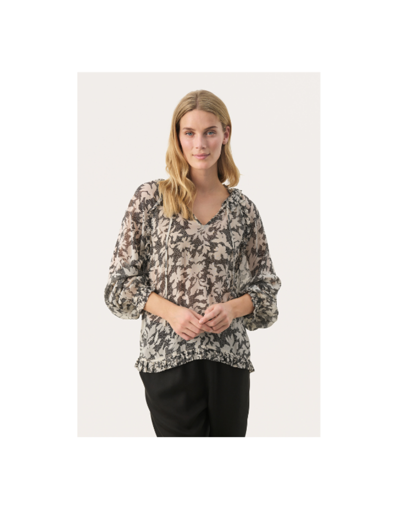 Part Two Joanna Blouse in Black Stitch Leaf by Part Two